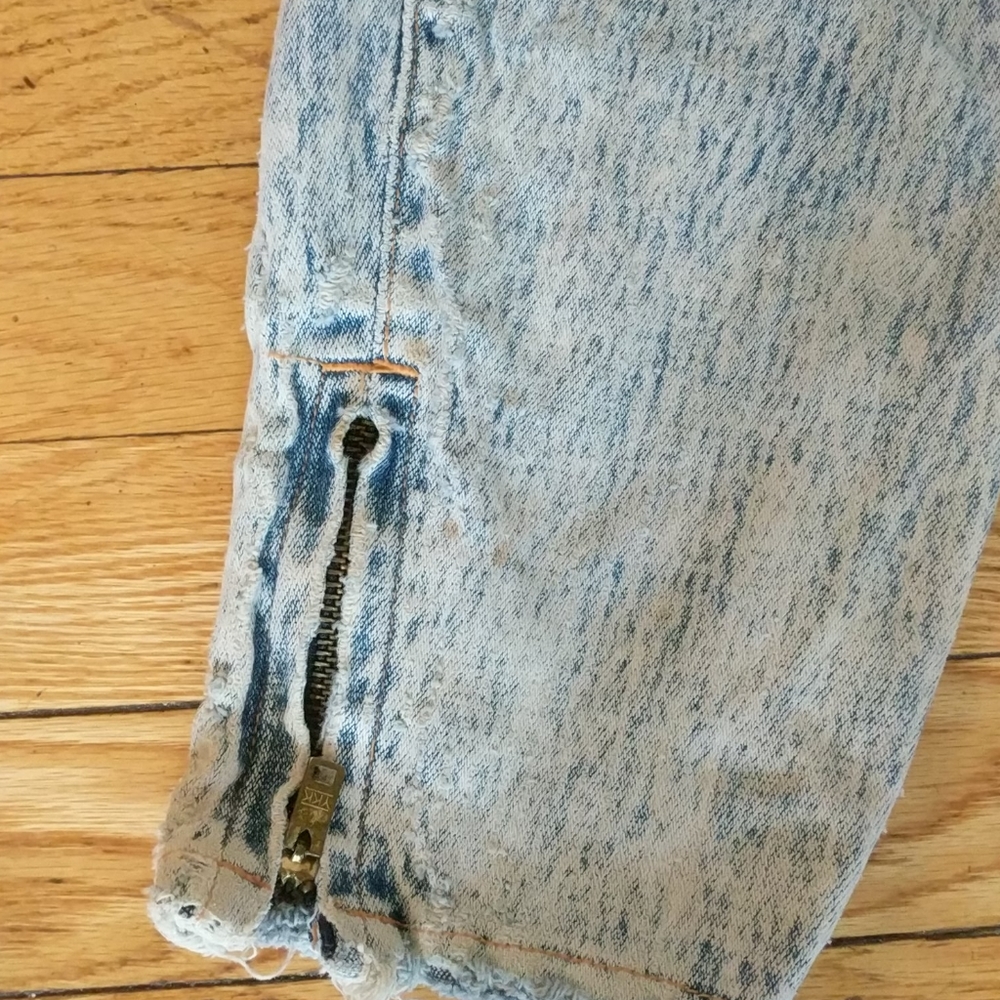 Vintage 70s Distressed Denim stretch Jeans size 7 - Picture 2 of 10